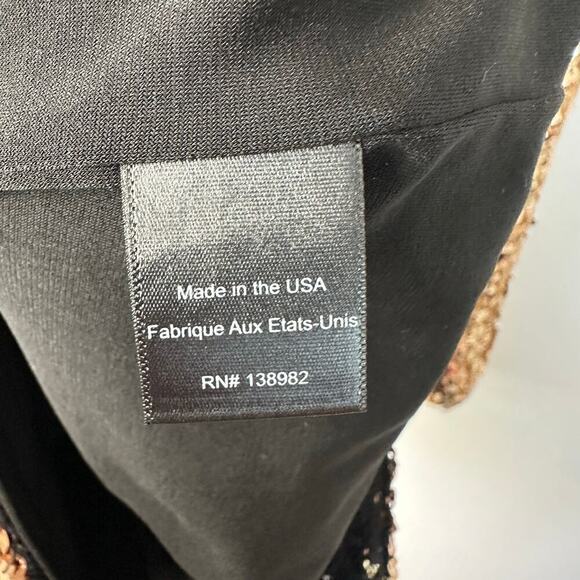 Dress the Population Lola Sequin Mini Low Back Long Sleeve Party Sexy Gold XS - Picture 7 of 8